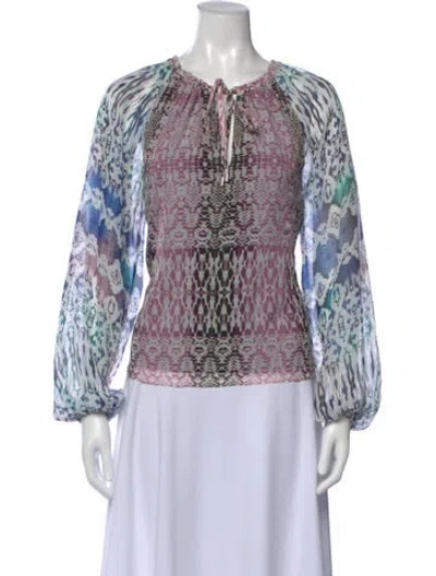 Pre-owned Ramy Brook Silk Animal Print Blouse W/ Tags In Multi