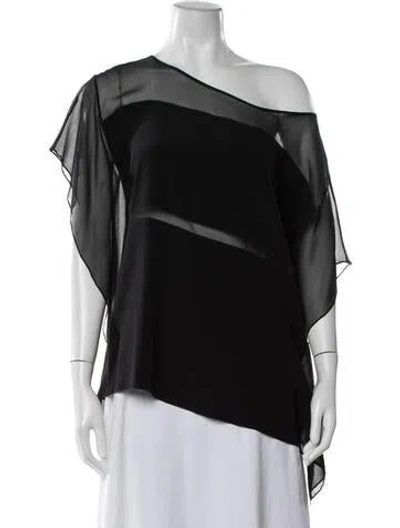 Pre-owned Ramy Brook Silk Asymmetrical Blouse In Black