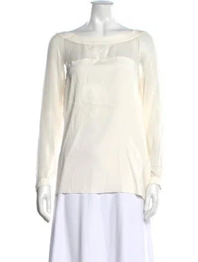 Pre-owned Ramy Brook Silk Bateau Neckline Blouse In Neutrals