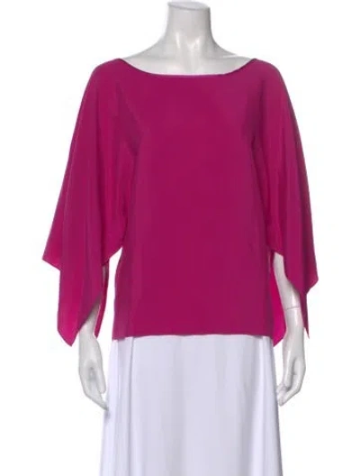Pre-owned Ramy Brook Silk Bateau Neckline Blouse In Pink