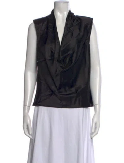 Pre-owned Ramy Brook Silk Cowl Neck Blouse In Black