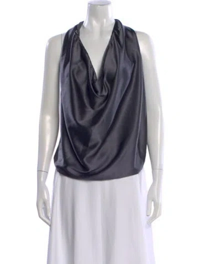 Pre-owned Ramy Brook Silk Cowl Neck Blouse In Blue