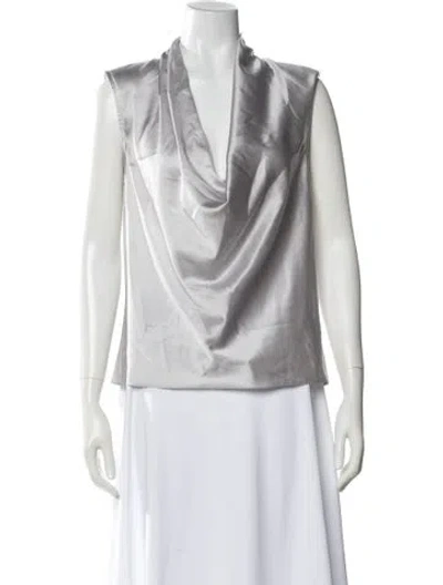 Pre-owned Ramy Brook Silk Cowl Neck Blouse In Gray