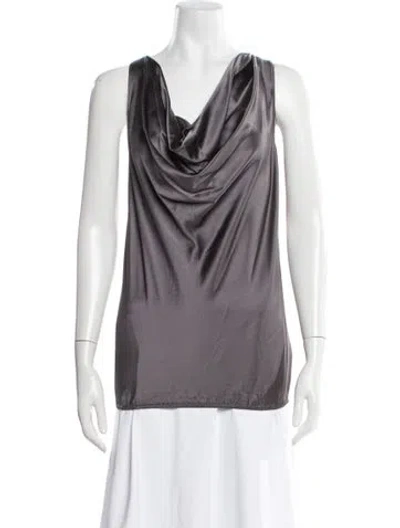 Pre-owned Ramy Brook Silk Cowl Neck Blouse In Grey