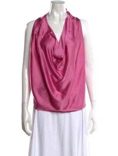Pre-owned Ramy Brook Silk Cowl Neck Blouse In Pink