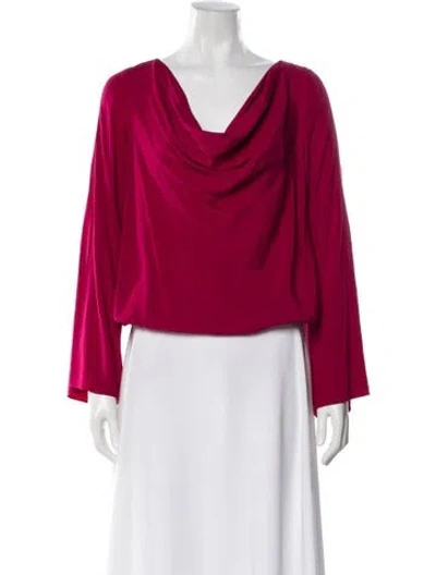 Pre-owned Ramy Brook Silk Cowl Neck Blouse In Red