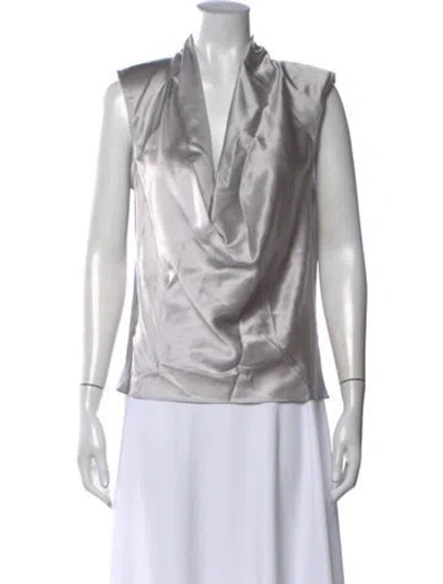 Pre-owned Ramy Brook Silk Cowl Neck Blouse W/ Tags In Silver