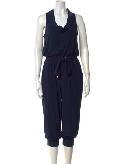 Pre-owned Ramy Brook Silk Cowl Neck Jumpsuit In Blue