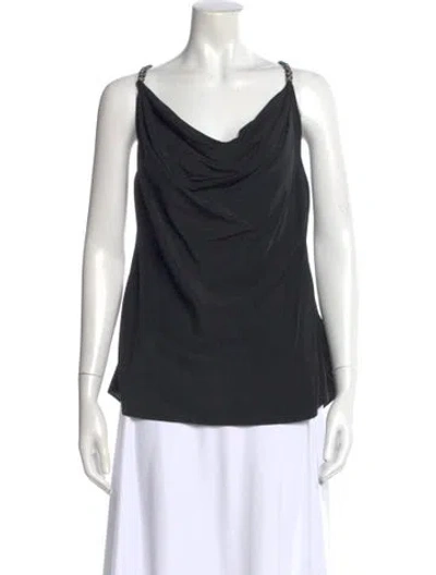 Pre-owned Ramy Brook Silk Cowl Neck Top In Blue