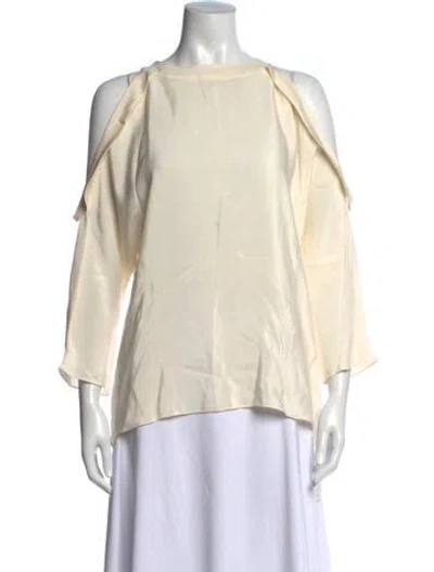 Pre-owned Ramy Brook Silk Crew Neck Blouse In Neutrals
