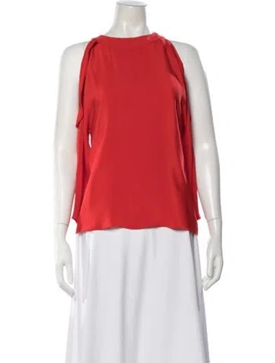 Pre-owned Ramy Brook Silk Crew Neck Blouse In Red