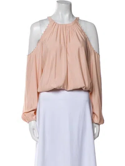 Pre-owned Ramy Brook Silk Crew Neck Crop Top In Pink