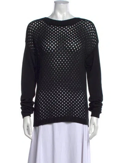 Pre-owned Ramy Brook Silk Crew Neck Sweater In Black