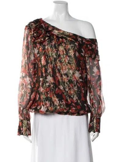 Pre-owned Ramy Brook Silk Floral Print Blouse In Multi