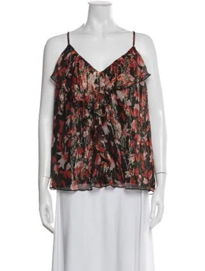 Pre-owned Ramy Brook Silk Floral Print Blouse In Multi