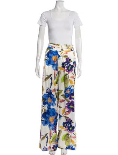 Pre-owned Ramy Brook Silk Floral Print Pant Set In Multicolor