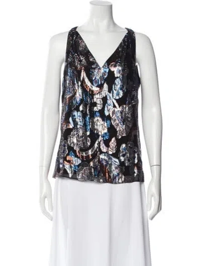Pre-owned Ramy Brook Silk Floral Print Top