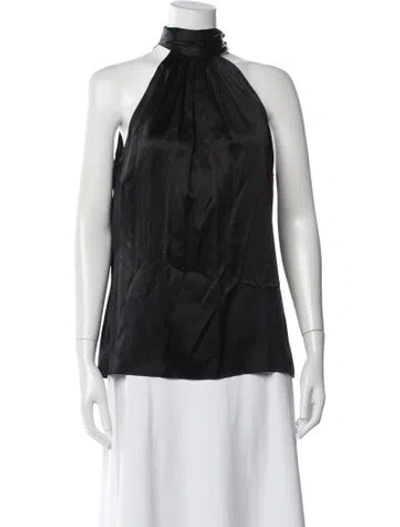 Pre-owned Ramy Brook Silk Halterneck Blouse In Black