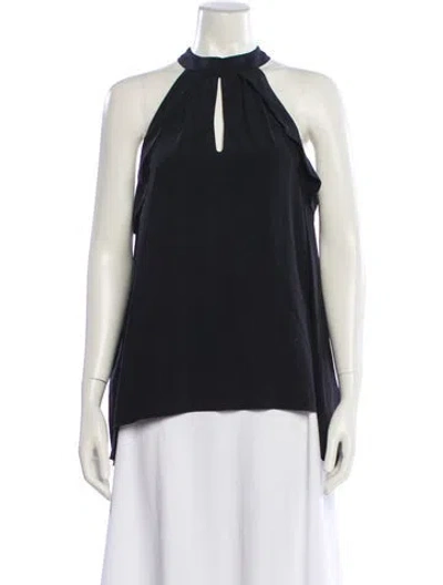 Pre-owned Ramy Brook Silk Halterneck Blouse In Blue