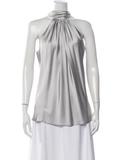 Pre-owned Ramy Brook Silk Halterneck Blouse In Gray