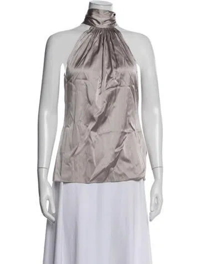 Pre-owned Ramy Brook Silk Halterneck Blouse In Metallic/silver