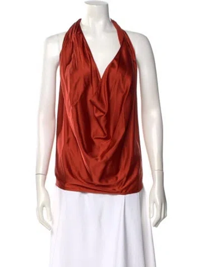 Pre-owned Ramy Brook Silk Halterneck Blouse In Orange