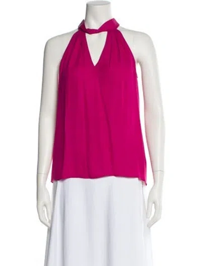 Pre-owned Ramy Brook Silk Halterneck Blouse In Pink
