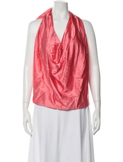 Pre-owned Ramy Brook Silk Halterneck Blouse W/ Tags In Red
