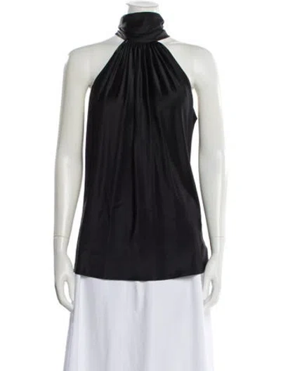 Pre-owned Ramy Brook Silk Halterneck Top In Black