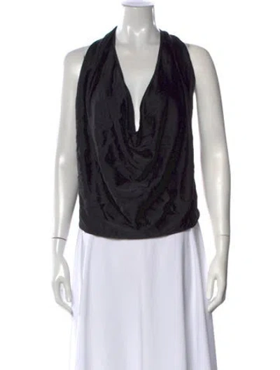 Pre-owned Ramy Brook Silk Halterneck Top In Black