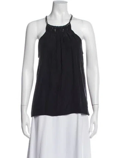 Pre-owned Ramy Brook Silk Halterneck Top In Black