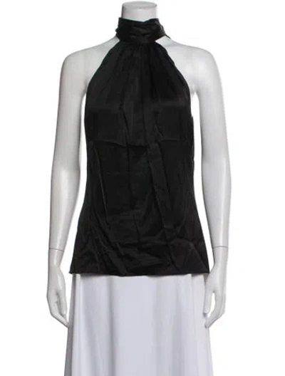 Pre-owned Ramy Brook Silk Halterneck Top In Black