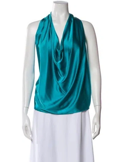 Pre-owned Ramy Brook Silk Halterneck Top In Blue