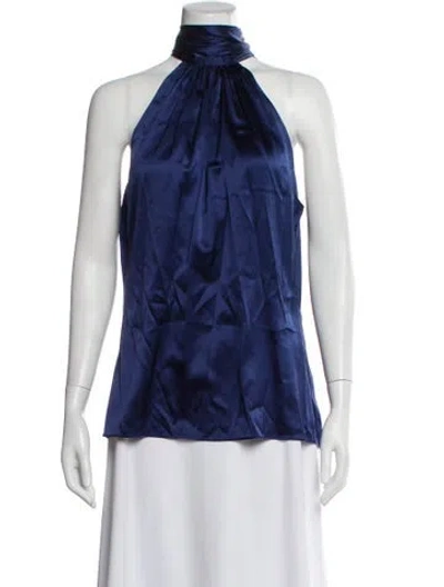 Pre-owned Ramy Brook Silk Halterneck Top In Blue