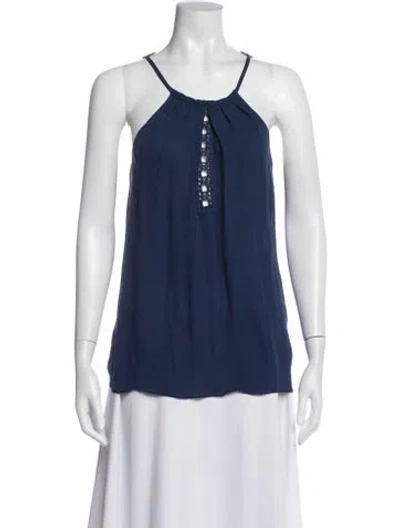 Pre-owned Ramy Brook Silk Halterneck Top In Blue