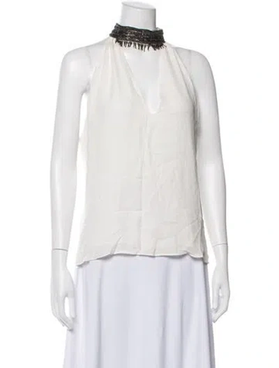 Pre-owned Ramy Brook Silk Halterneck Top In Neutral