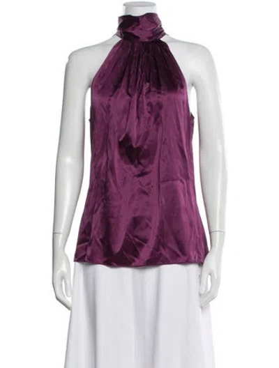 Pre-owned Ramy Brook Silk Halterneck Top In Purple