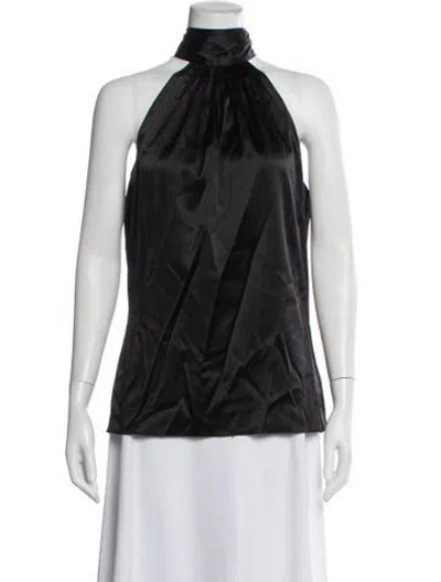 Pre-owned Ramy Brook Silk Halterneck Top W/ Tags In Black