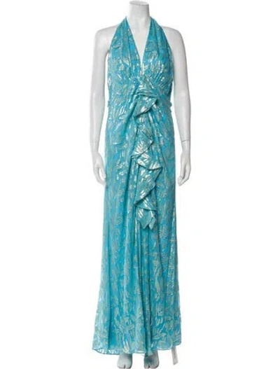 Pre-owned Ramy Brook Silk Long Dress In Blue