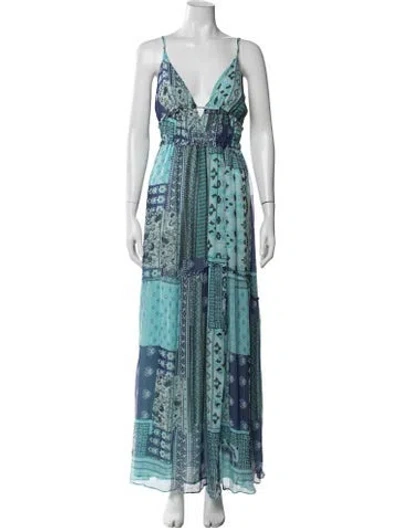 Pre-owned Ramy Brook Silk Long Dress In Blue