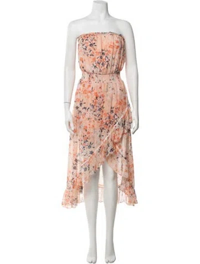 Pre-owned Ramy Brook Silk Long Dress In Orange