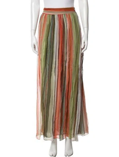 Pre-owned Ramy Brook Silk Long Skirt W/ Tags In Green/red