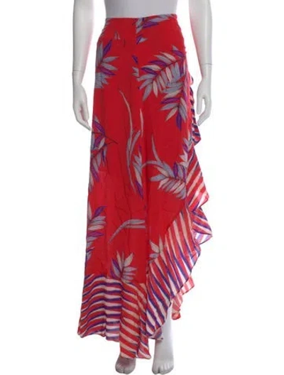 Pre-owned Ramy Brook Silk Long Skirt W/ Tags In Red