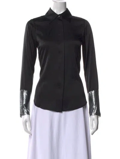 Pre-owned Ramy Brook Silk Long Sleeve Blouse In Black