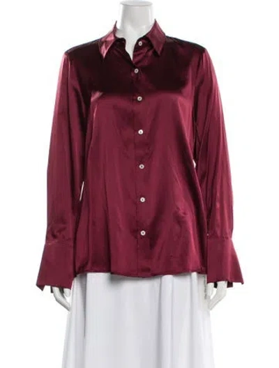 Pre-owned Ramy Brook Silk Long Sleeve Blouse In Red