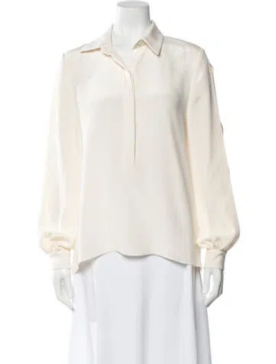 Pre-owned Ramy Brook Silk Long Sleeve Blouse W/ Tags In White