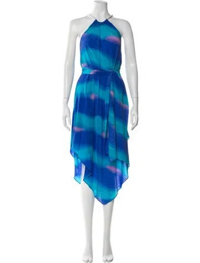 Pre-owned Ramy Brook Silk Midi Length Dress In Blue