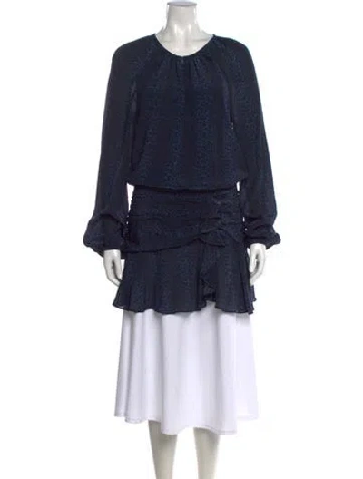 Pre-owned Ramy Brook Silk Midi Length Dress In Blue