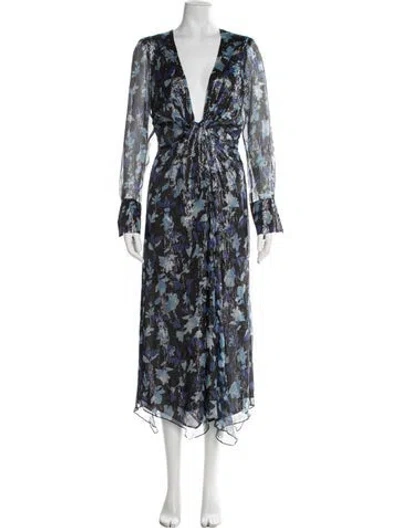 Pre-owned Ramy Brook Silk Midi Length Dress In Blue