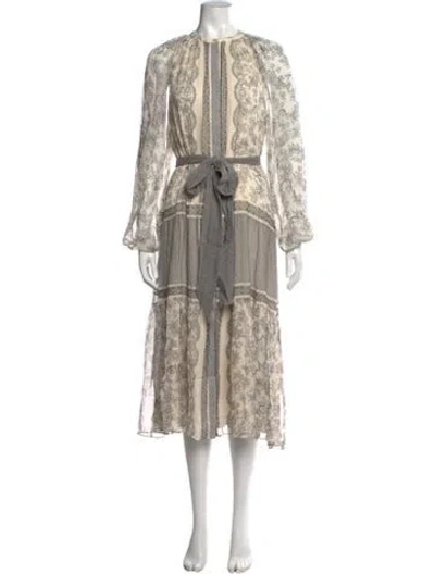 Pre-owned Ramy Brook Silk Midi Length Dress In Neutrals